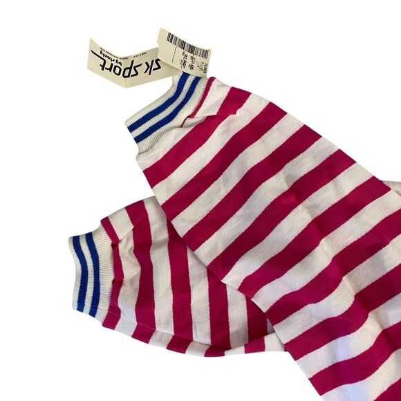 SK Sport Sweatshirt Womens Medium Vintage 1980s Pink Stripe Classic Hipster - Picture 4 of 16